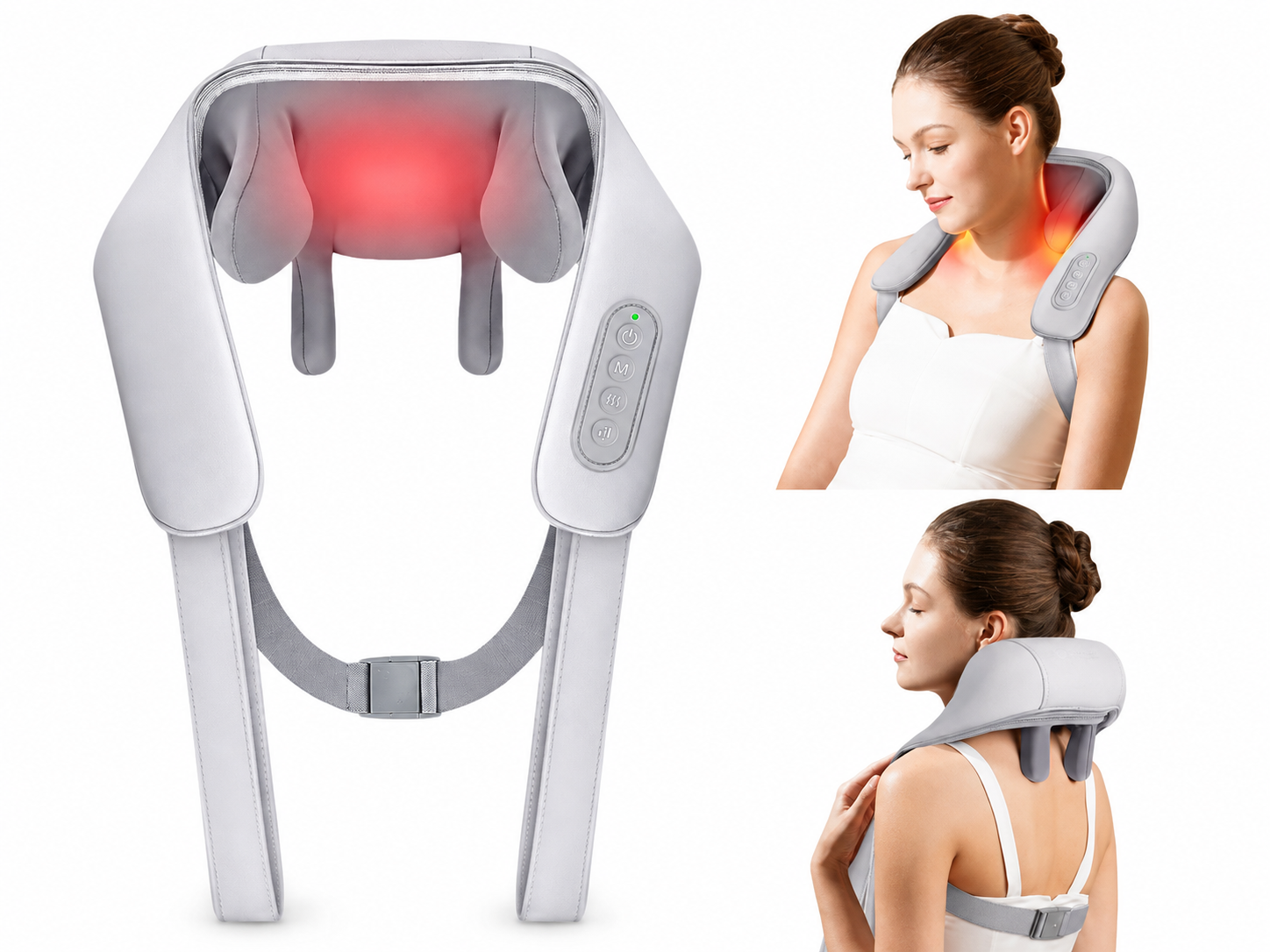 Masajeador de Cuello, Hombros y Espalda con Rodillos 3D y Calor