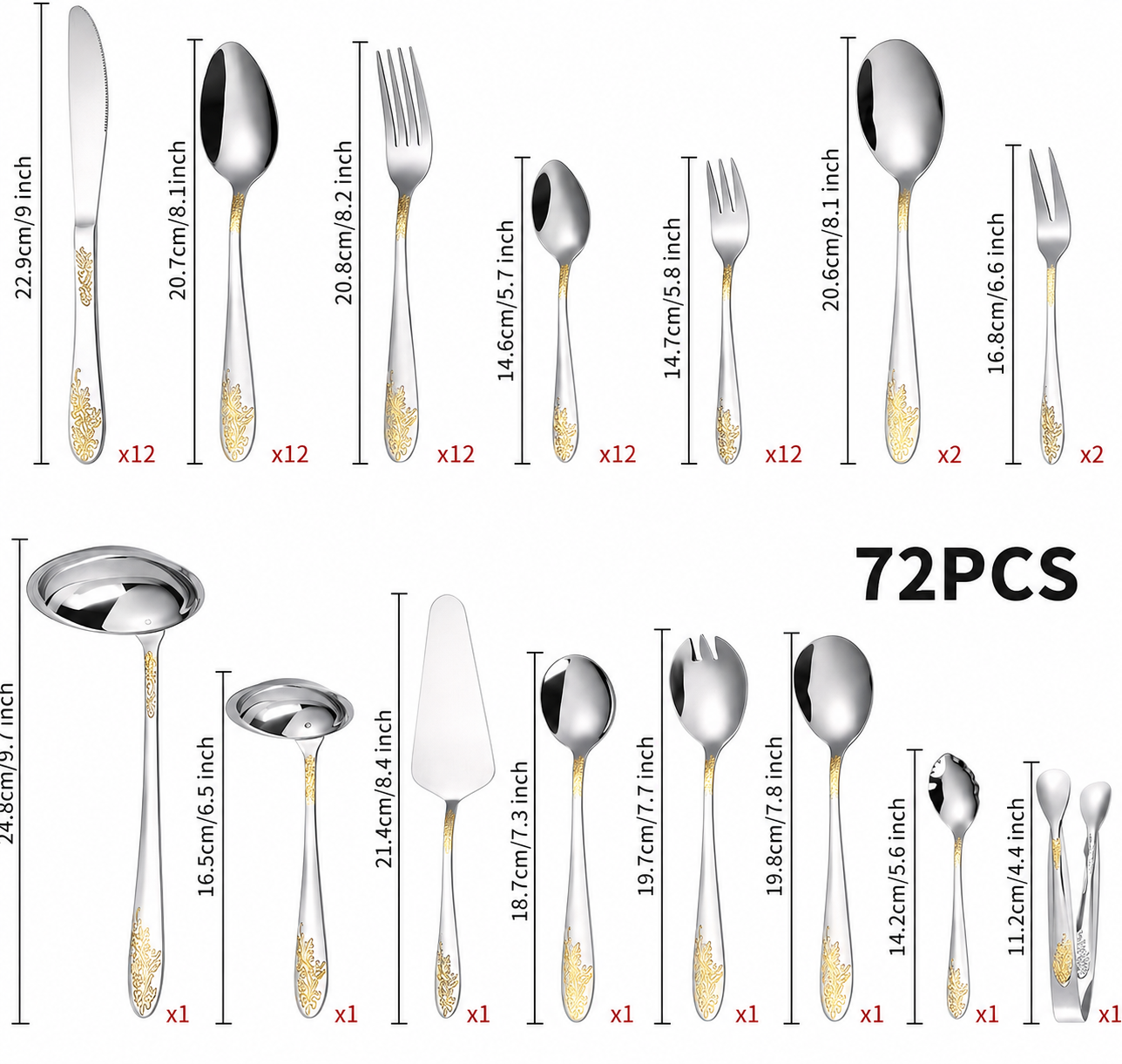 Set de Cubiertos de 72 Piezas con Maletín Organizador