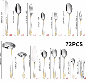 Set de Cubiertos de 72 Piezas con Maletín Organizador