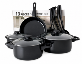 Set de Ollas y Sartenes Antiadherentes de 13 Piezas – Negro