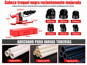 Termofusora Digital Profesional 1200 W con 6 Matrices y Cortatubos