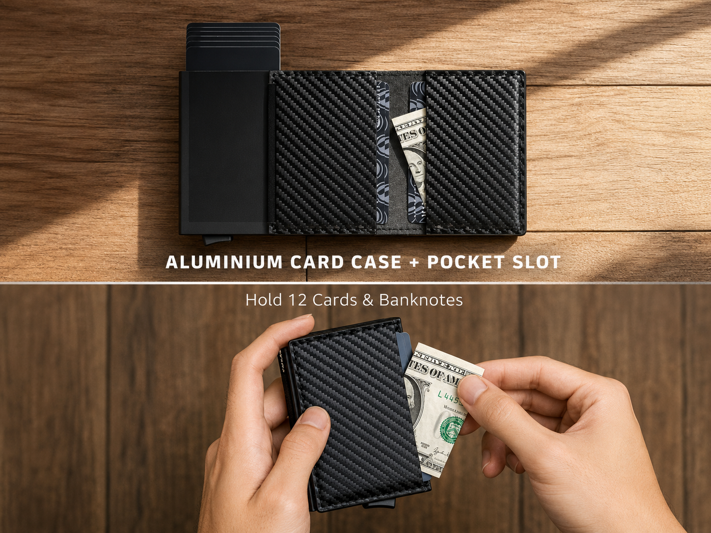 Billetera Tarjetero Minimalista RFID con Expulsor Automático