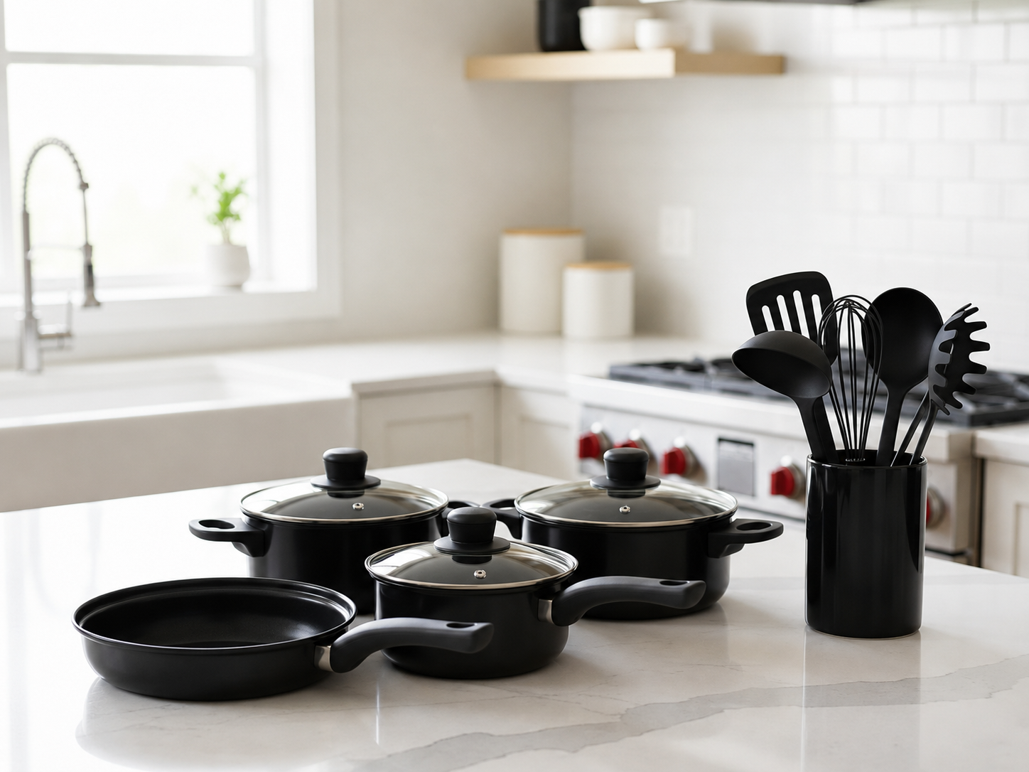 Set de Ollas y Sartenes Antiadherentes de 13 Piezas – Negro