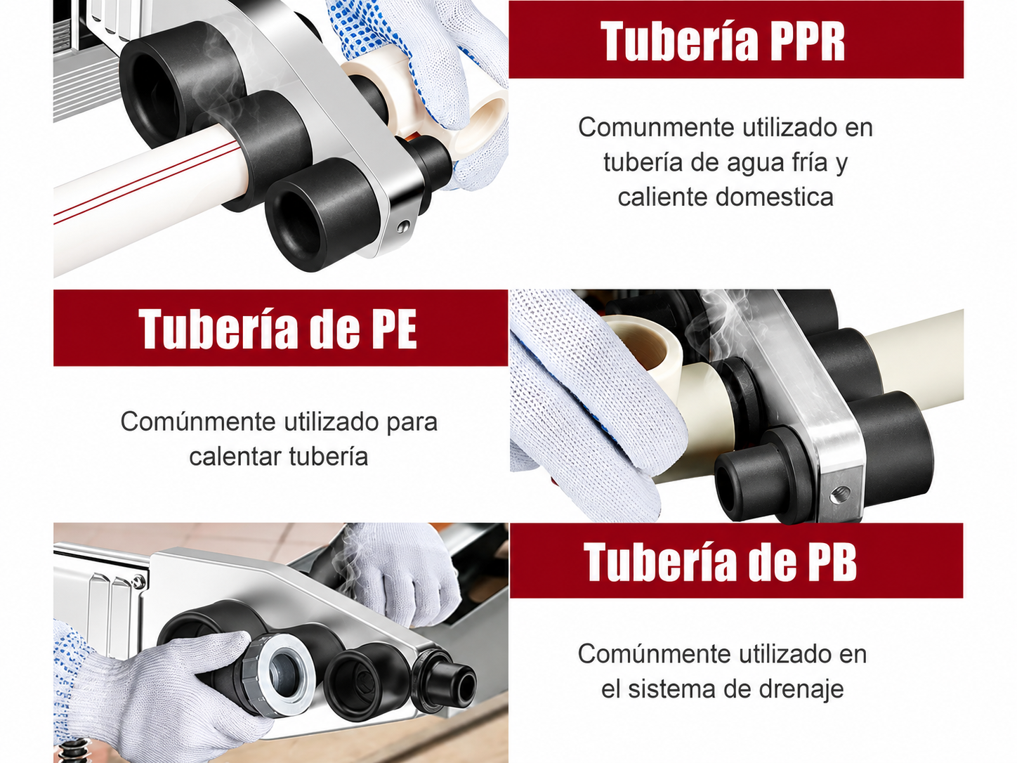 Termofusora Digital Profesional 1200 W con 6 Matrices y Cortatubos