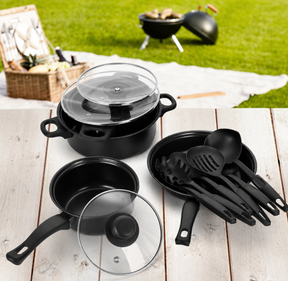 Set de Ollas y Sartenes Antiadherentes de 13 Piezas – Negro