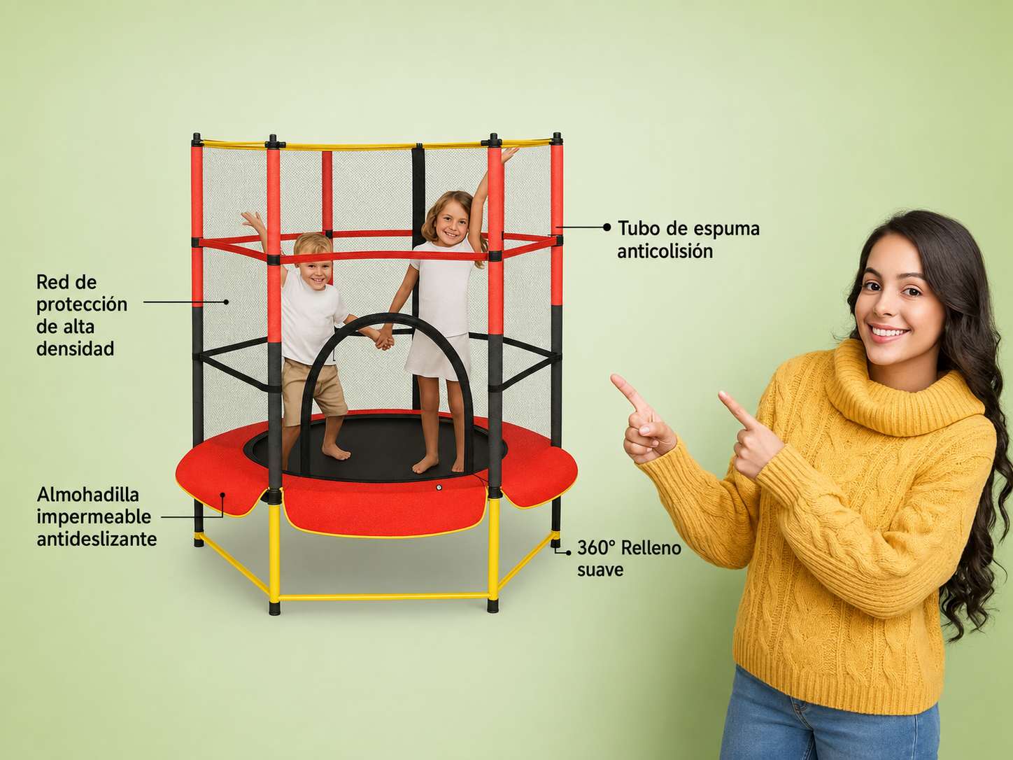 Cama Elástica Infantil de 1,4 m con Malla de Seguridad
