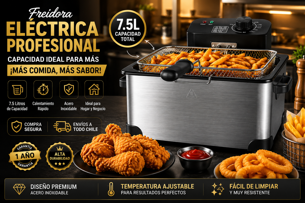 🍟 Freidora Inoxidable Doble 7.5 Litros – Potencia Profesional para Resultados Perfectos
