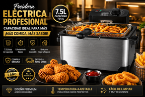 🍟 Freidora Inoxidable Doble 7.5 Litros – Potencia Profesional para Resultados Perfectos