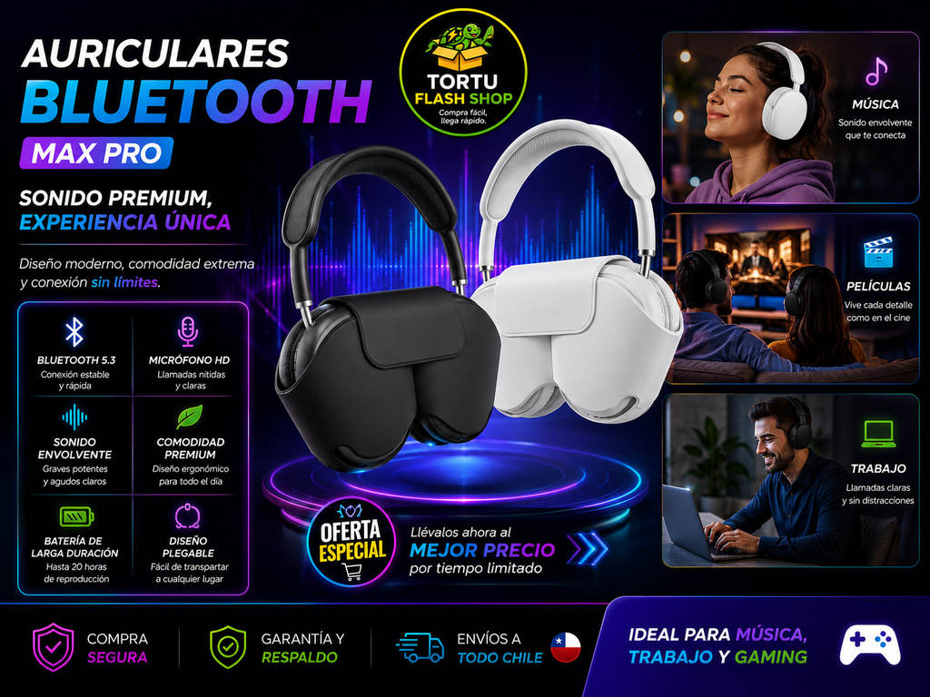 🎧 Auriculares Bluetooth Max Pro