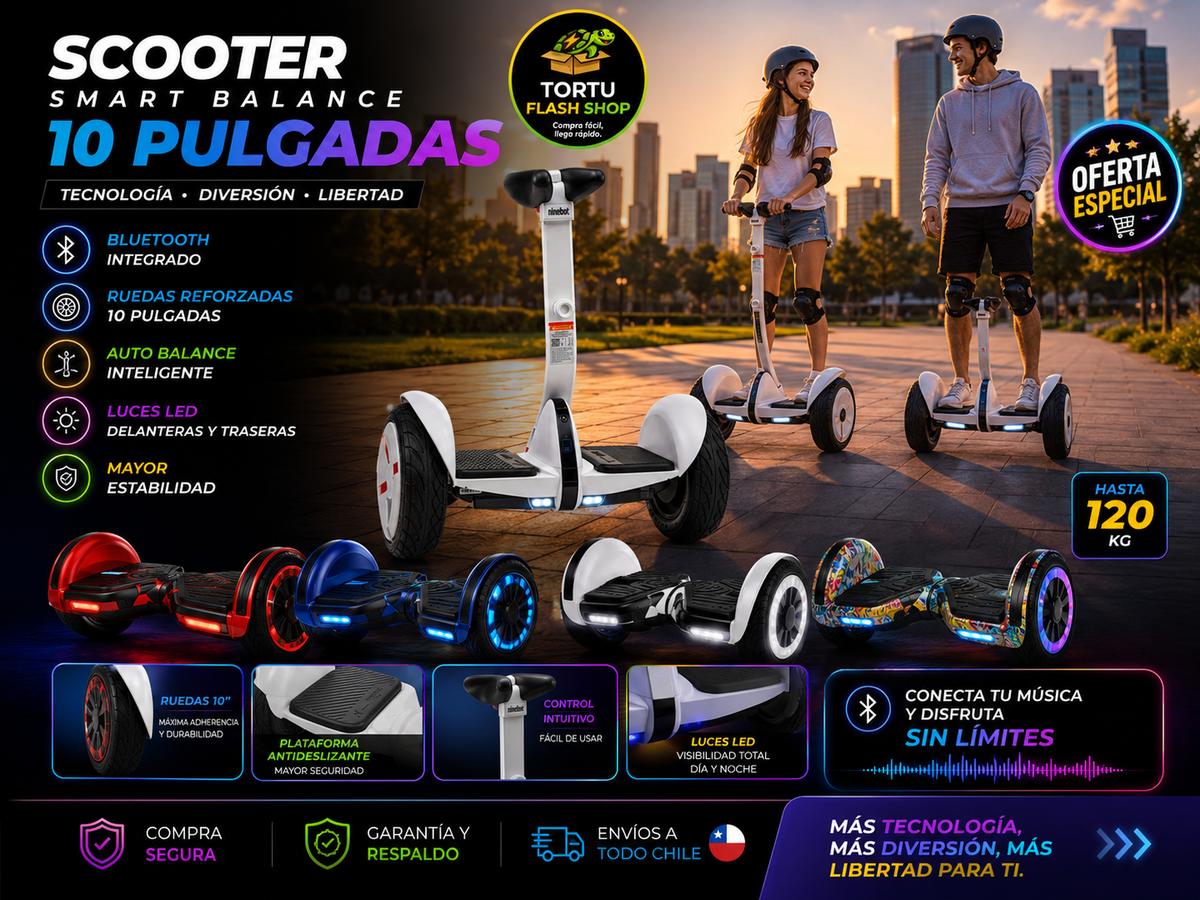 🛴 Scooter Patineta Smart Balance con Ruedas Reforzadas 10”