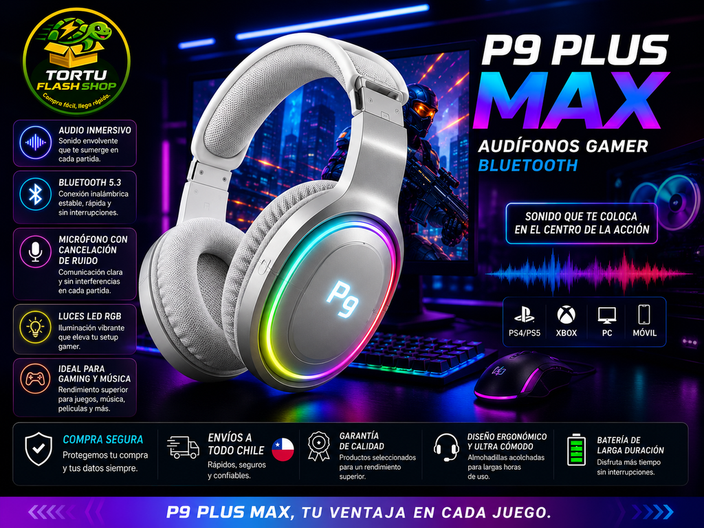 🎧 Audífonos Casco Bluetooth P9 Plus Max