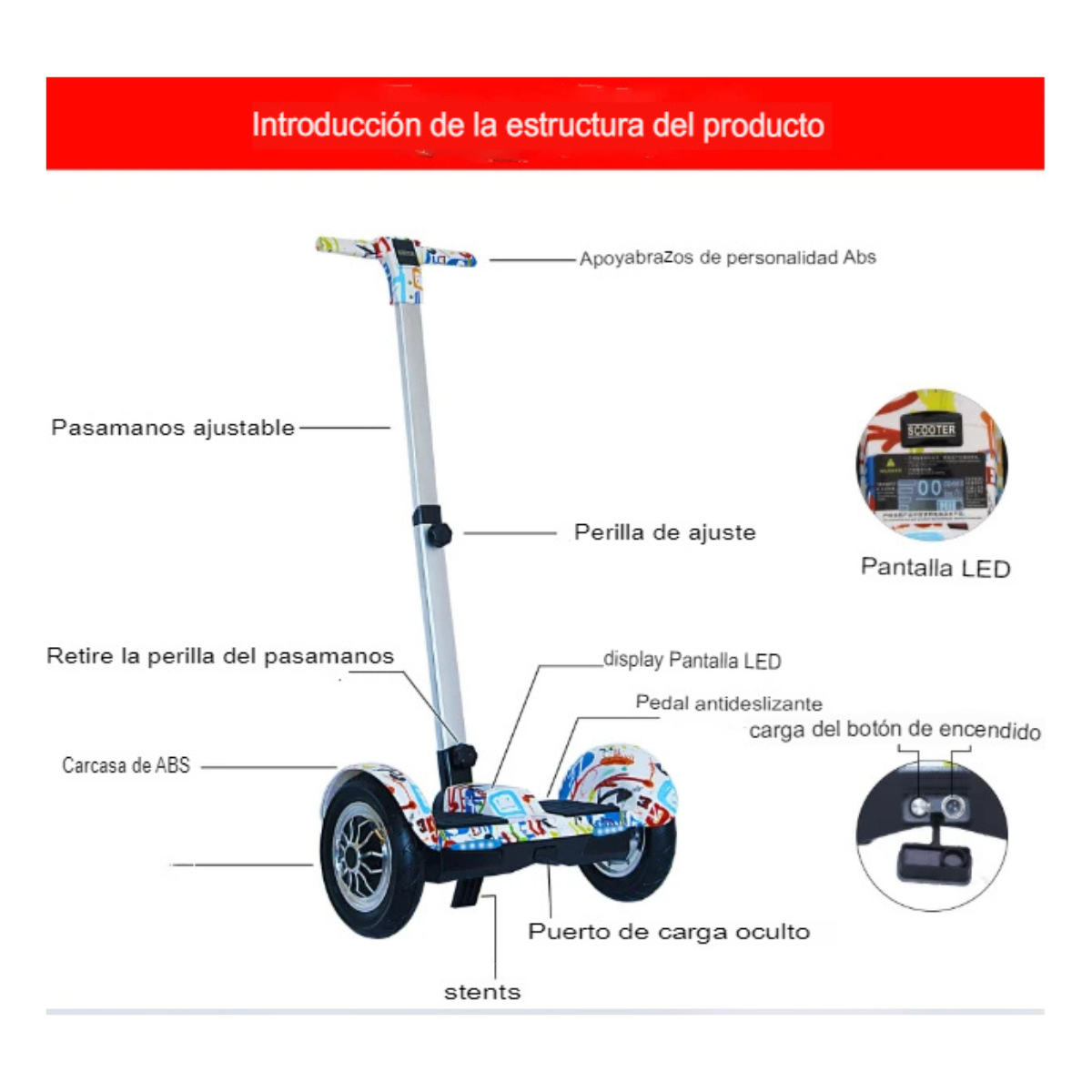 🛴 Scooter Eléctrico Smart Balance 10" Bluetooth