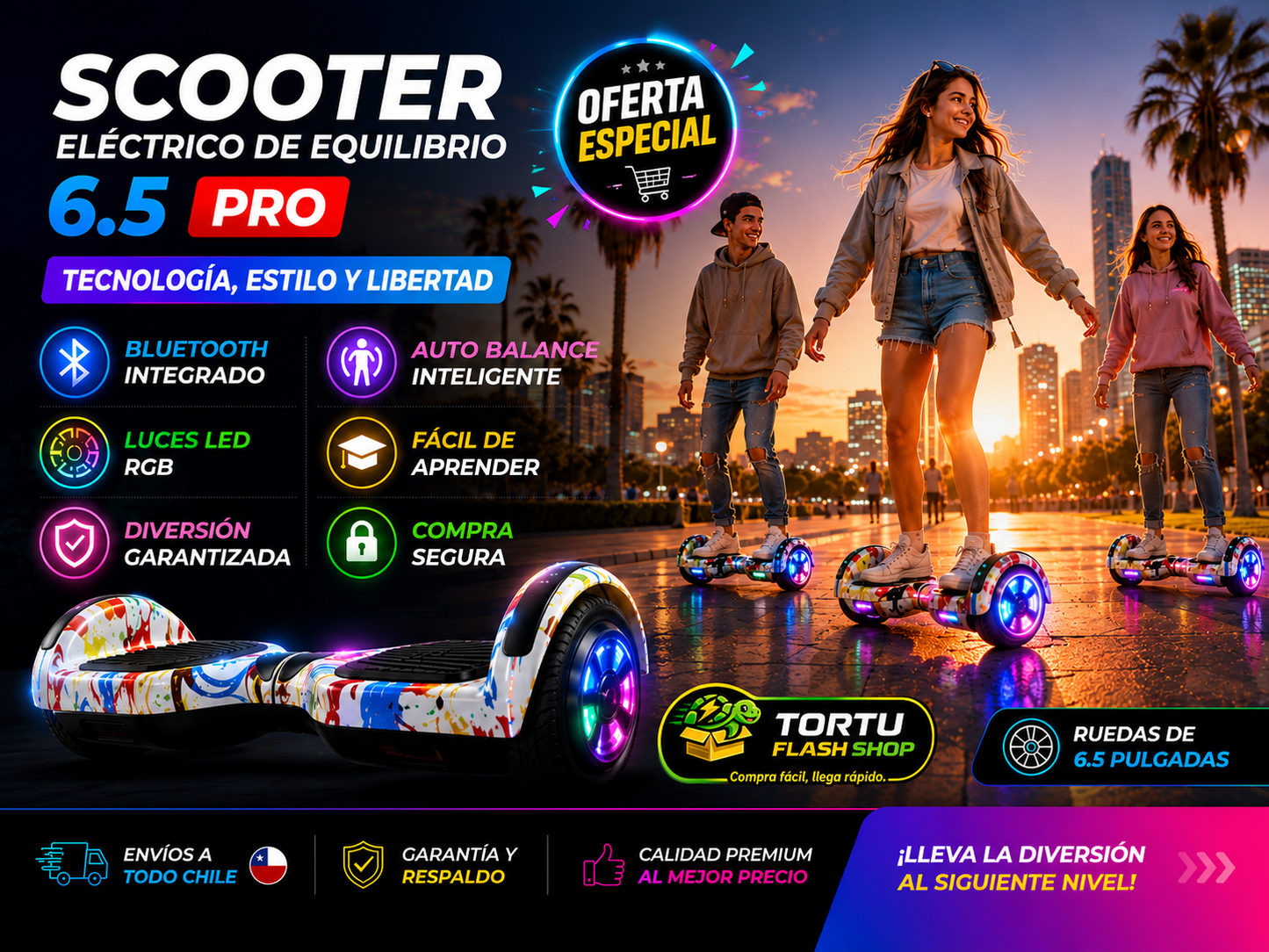 🛴 Scooter Eléctrico de Equilibrio 6.5" PRO con Bluetooth