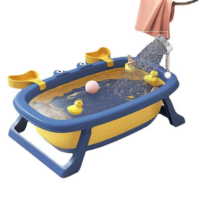 🦀 Tina Bañera Plegable Premium para Bebés | Diseño Cangrejo con Malla de Seguridad y Cojín Ergonómico