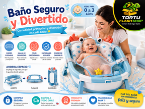 🦀 Tina Bañera Plegable Premium para Bebés | Diseño Cangrejo con Malla de Seguridad y Cojín Ergonómico